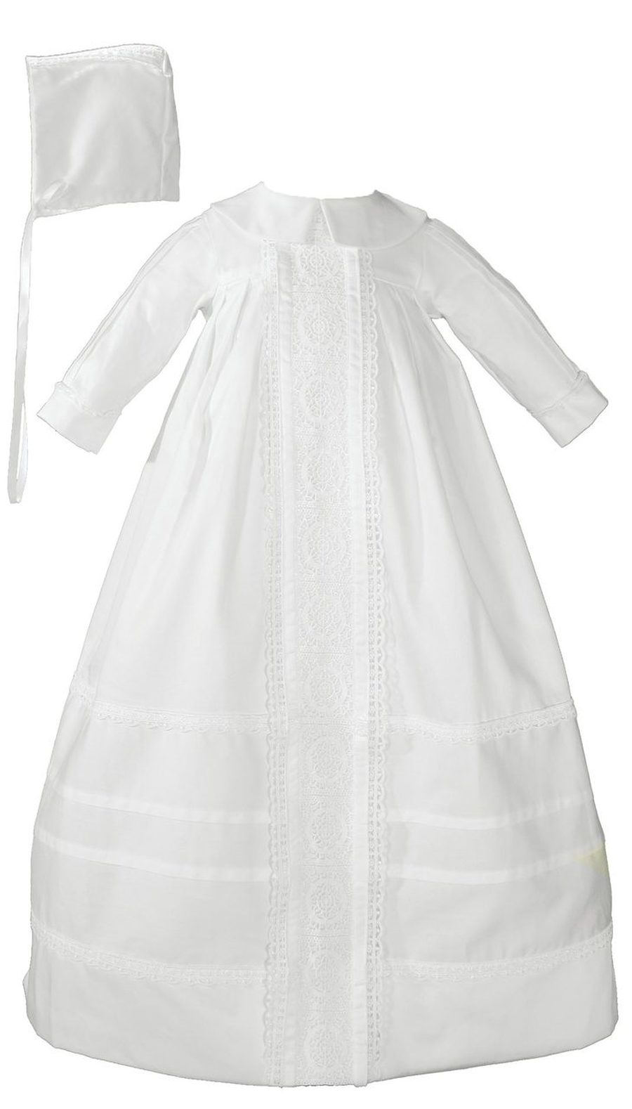 Cotton Sateen Bishop’s Christening Baptism Gown and Bonnet, Unisex